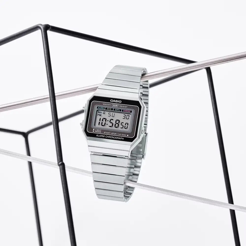 Casio Vintage Digital Slim A700W-1ADF Black Dial 35.5mm Stainless Steel Unisex Watch
