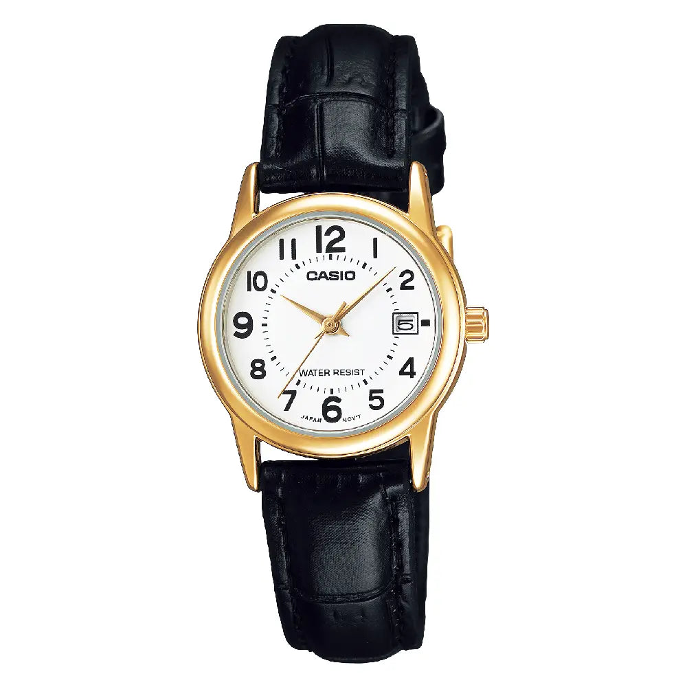 Casio Classic Analog LTP-V002GL-7B White Dial 25mm Leather Strap Women's Watch