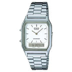 Casio Analog-Digital AQ-230A-7DMQ White Dial Stainless Steel Unisex Watch