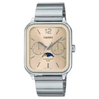 Casio Enticer MTP-M305D-9AVDF Multi-Hand Moon Phase Analog Beige Dial Stainless Steel Men's Watch