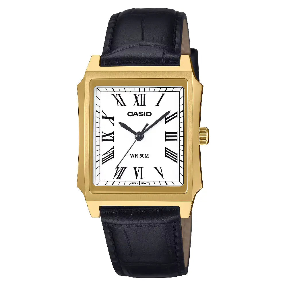 Casio Collection Analog MTP-B190GL-7BVDF White Dial Leather Strap Men's Watch