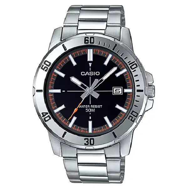 Casio Enticer Analog MTP-VD01D-1E2VUDF Black Dial 45mm Stainless Steel Men's Watch