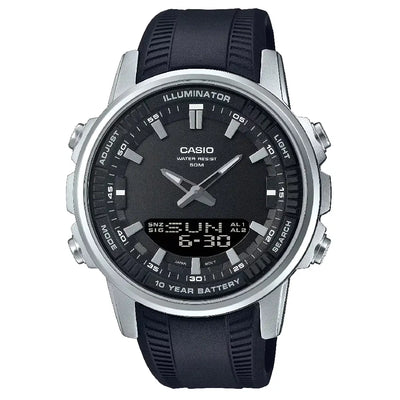 Casio Analog-Digital World Time AMW-880-1AVDF Black Dial Resin Strap Men's Watch